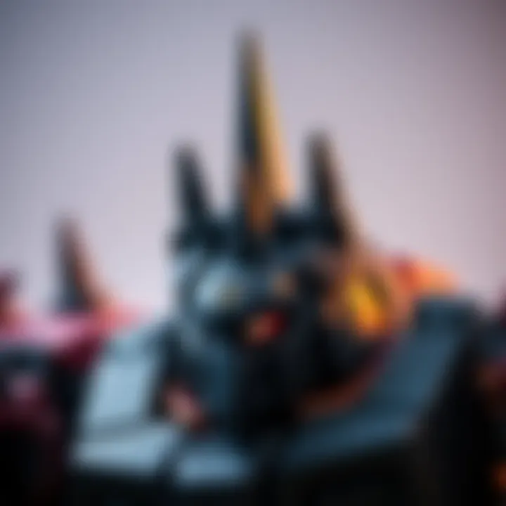 Close-up of a model showcasing sharp spikes and battle damage details