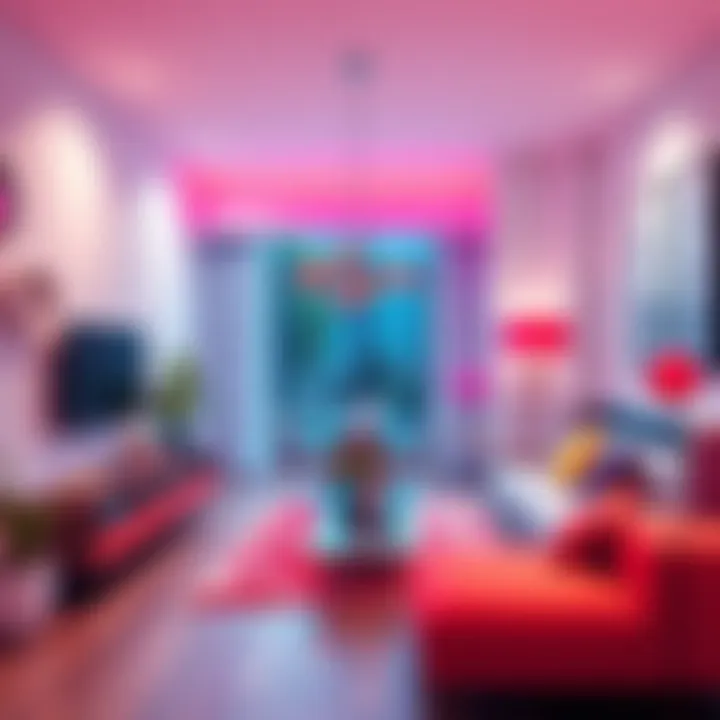 A stylish Room-C layout showcasing innovative furniture arrangement and vibrant decor for modern living.