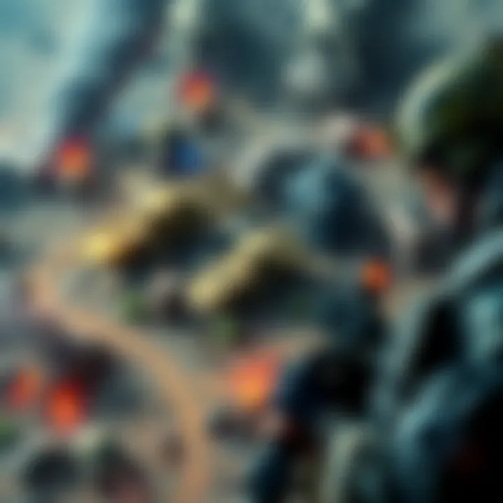 Modern Warfare Game Scene A screenshot of a modern warfare game showing base building and resource collection on a Mac