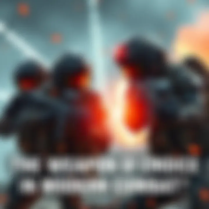 Soldiers using advanced technology in a combat scenario