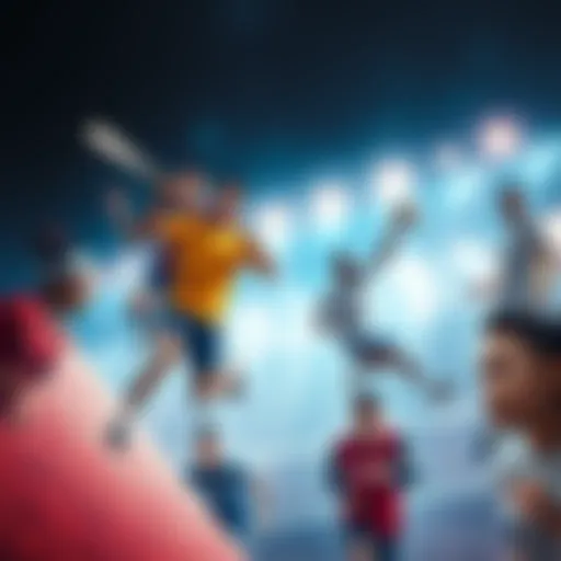 A group of diverse athletes showcasing their skills in various sports, emphasizing their impact on the game, with a focus on teamwork and competition.
