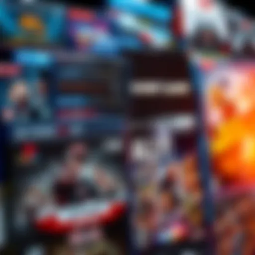 A colorful display of modern video game cases showcasing various titles expected to be classics by 2035.