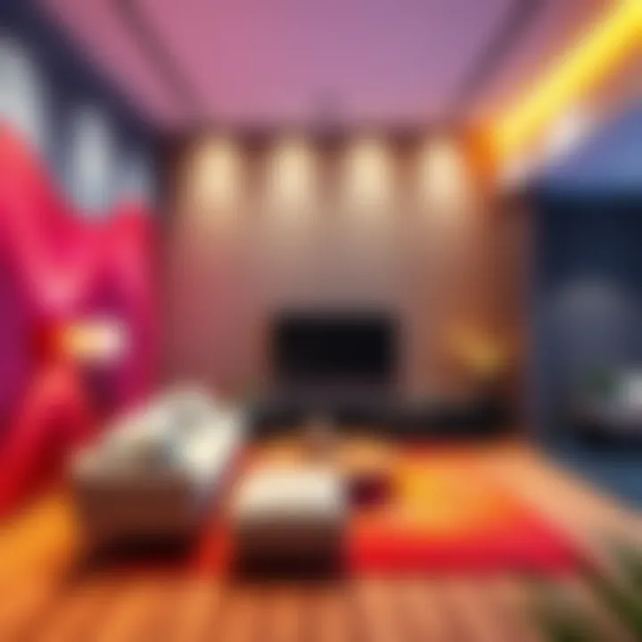 Modern Interior Wall Design A stylish living room featuring innovative wall treatments and colors that enhance the space's aesthetics.