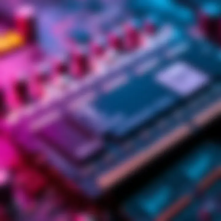 A close-up view of DDR5 RAM modules on a circuit board, highlighting their design and features.