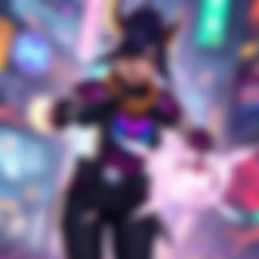 A character resembling Moira from a popular game, casting abilities in a vibrant gaming scene.