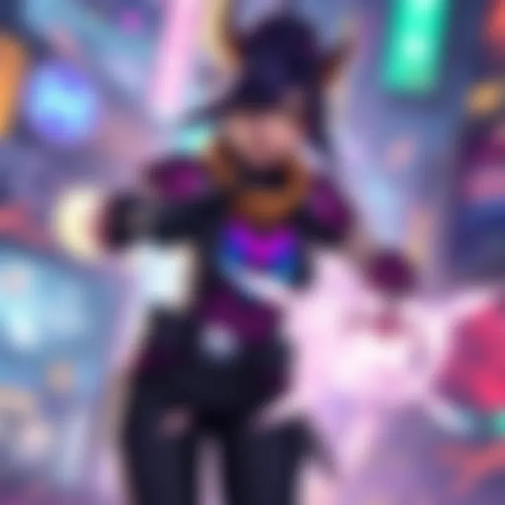 A character resembling Moira from a popular game, casting abilities in a vibrant gaming scene.