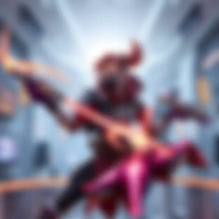 Moira demonstrating her balanced weapon power and attack speed build in a gaming arena, showcasing her combat skills against opponents like Genji and D.Va.