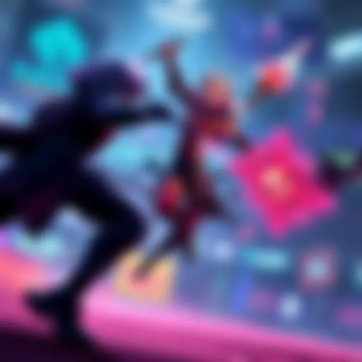 A scene showing Moira using her abilities to defend against Reaper in a competitive match setting at Stadium