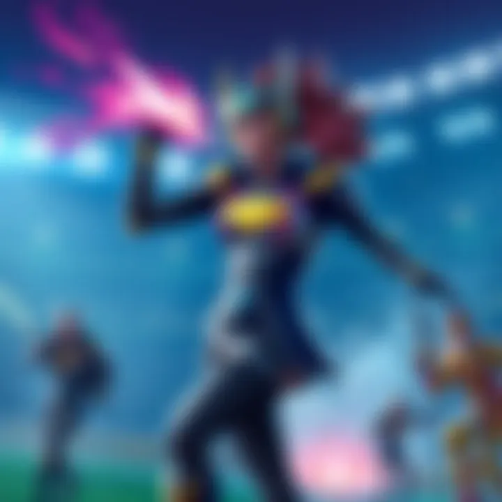 Moira casting her damage boost ability in a stadium setting, surrounded by teammates and opponents