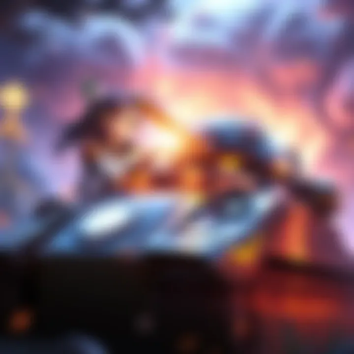 Moira, a character with glowing orbs, healing a shiny armored tank in a vibrant game environment