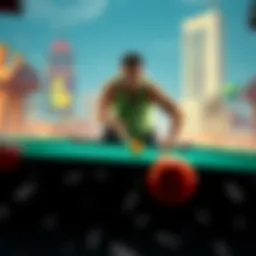 Moistcr1tikal hitting a perfect pool shot in a virtual game of GTA IV, showcasing skill and excitement.