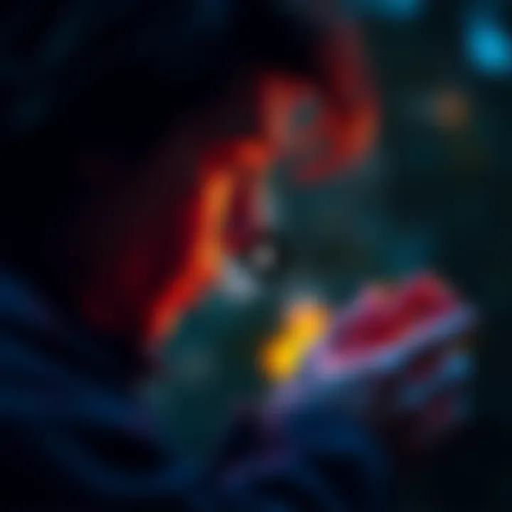 A person looks thoughtfully at a small detail in nature, experiencing a moment of insight.