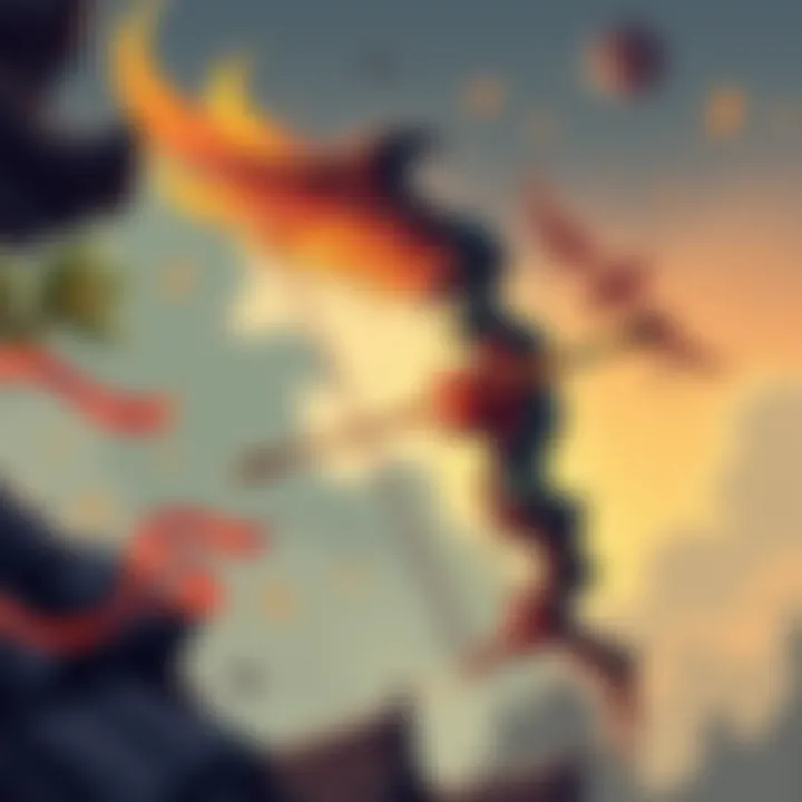 Mon Hun Bow in OC Comic Style A vibrant illustration of a Mon Hun bow featuring original character designs in a comic style, showcasing unique colors and details.