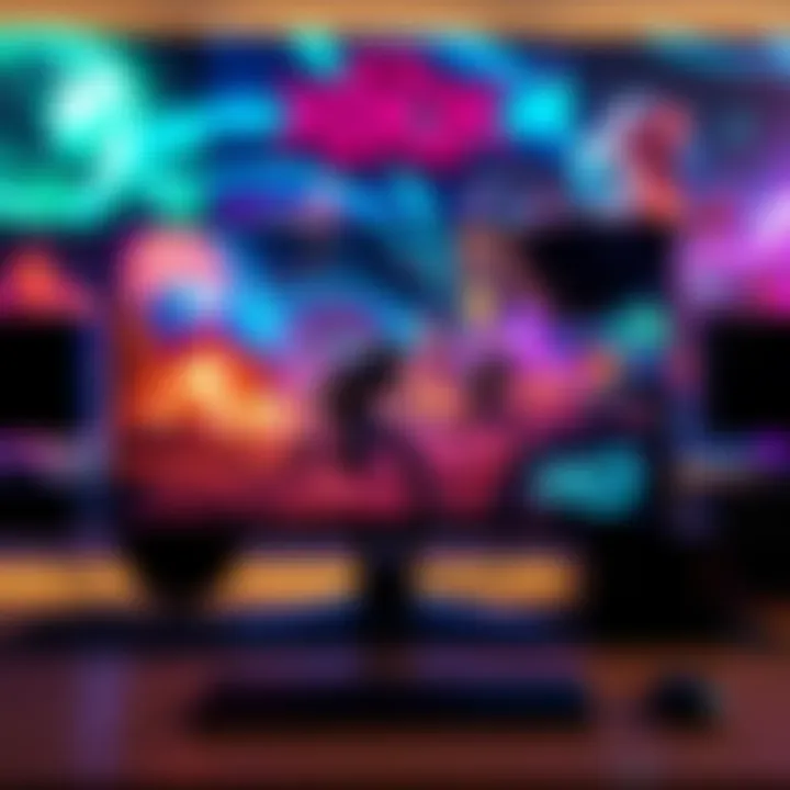A high-quality monitor displaying vibrant graphics from an Xbox Series X game, showcasing impressive visuals and gaming setup