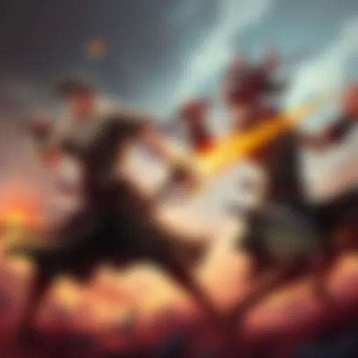 A Monk and a Demon Hunter engaging in an epic duel, showcasing their unique fighting styles with martial arts and weapons.