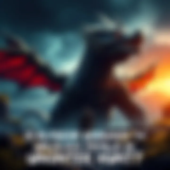 A character in Monster Hunter preparing for battle against Alatreon, a large dragon-like creature, in a dramatic landscape.