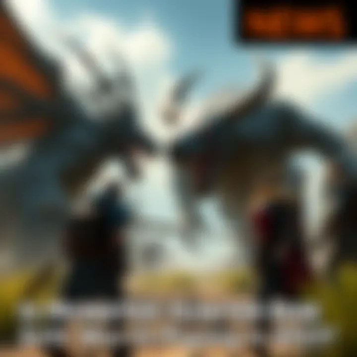 A group of players in Monster Hunter Rise facing a large monster together in an outdoor environment.