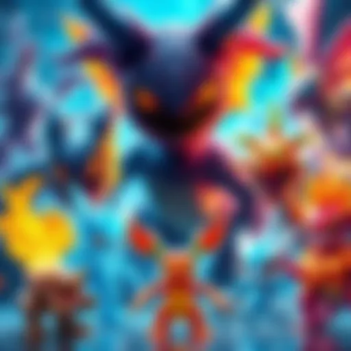 Various unique monsters and their element pairings displayed together