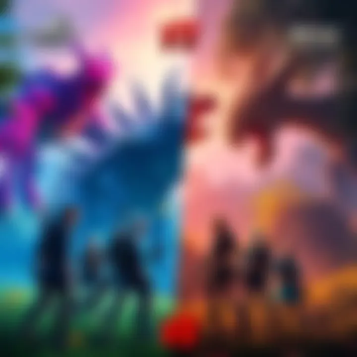 Monster Hunter World vs Rise A comparison scene showing characters from Monster Hunter World and Rise teaming up to hunt a giant monster in a lush environment.
