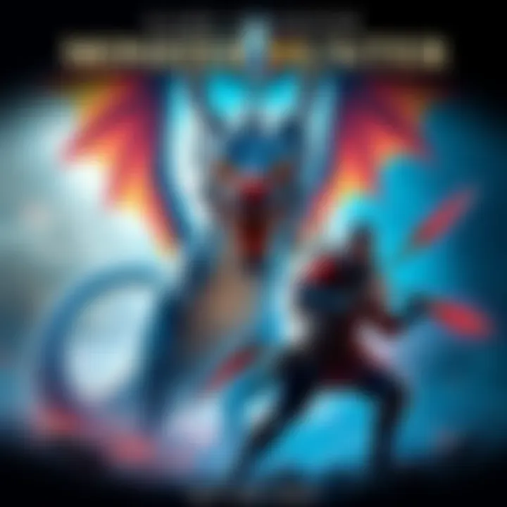 A colorful cover featuring a fierce dragon and a hunter ready for battle with weapons in hand.