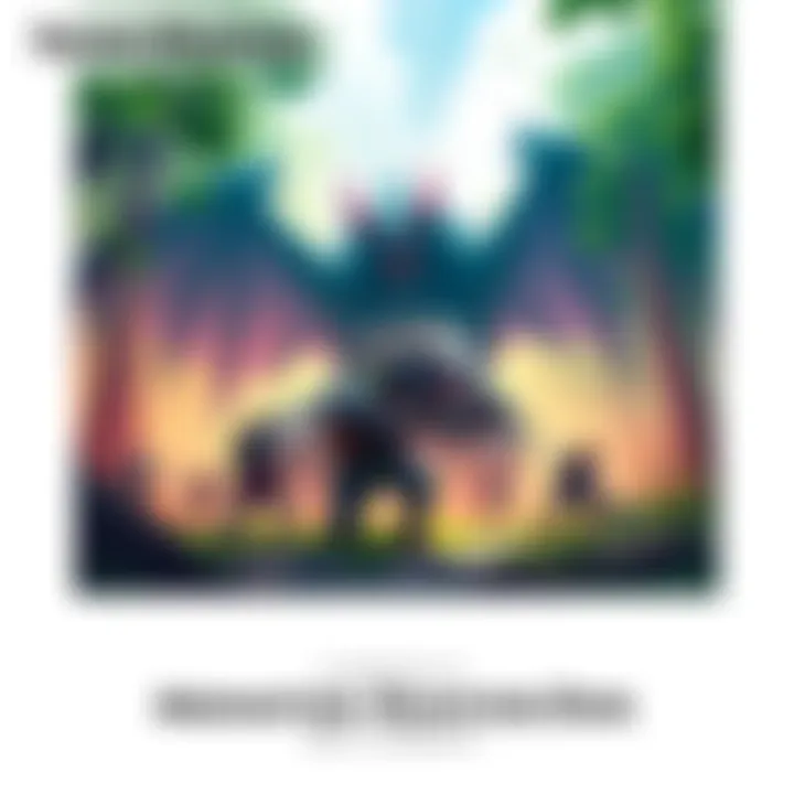 A vibrant illustration of a group of hunters battling a large monster in a lush forest setting, celebrating the game's anniversary