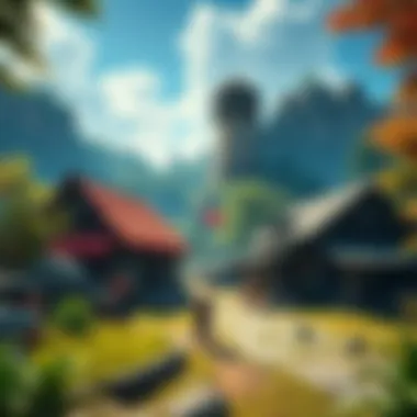 Monster Hunter Farming Scene A vibrant outpost with villagers farming, tending to crops, and defending against monsters, showcasing community building and adventure.