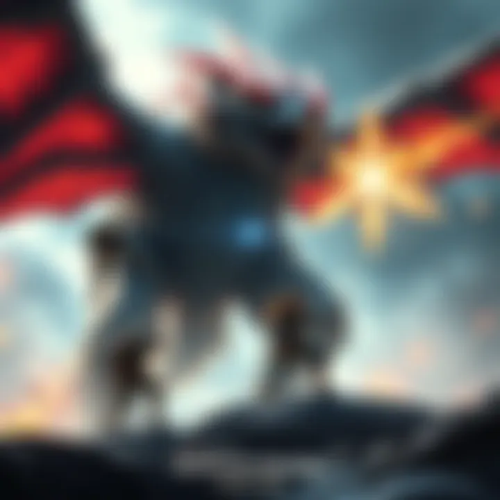 A concept image showing characters from Monster Hunter Frontier and Monster Hunter Rise teaming up to battle a large monster using a wirebug, highlighting the combination of features from both games.