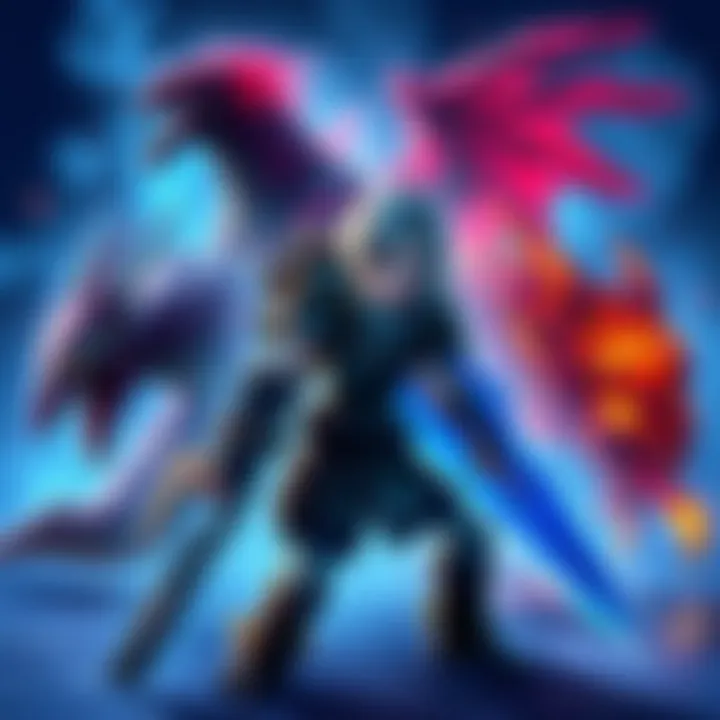 An illustration showing three different Monster Hunter games with unique styles and characters