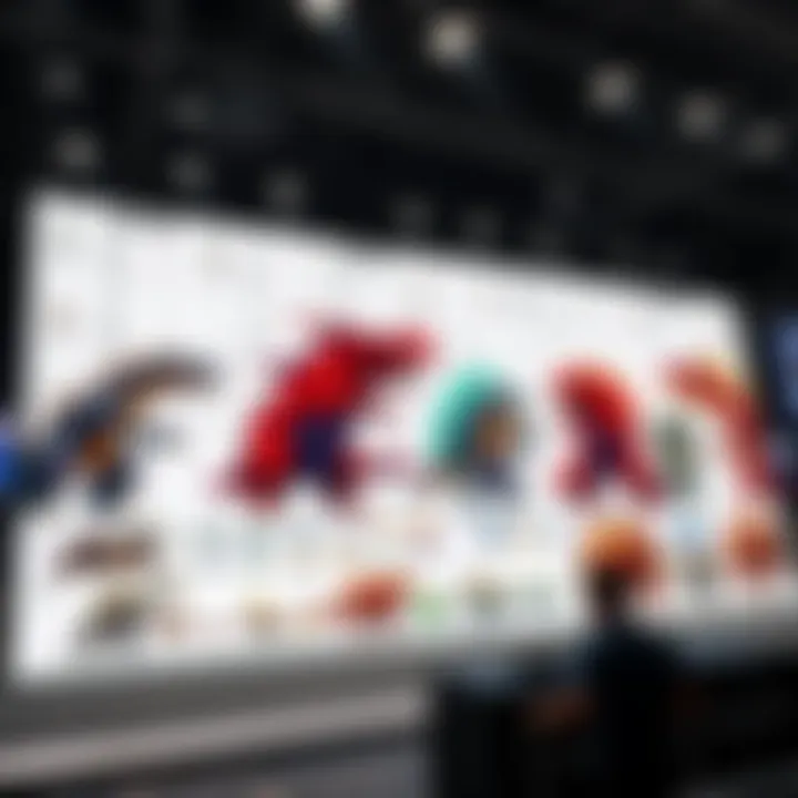 Large monster size chart at Tokyo Game Show, showcasing various creatures side by side for comparison.
