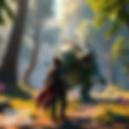 Monster Hunter Wilds Combat Scene A player character battling a large monster in a vibrant forest environment from Monster Hunter Wilds.