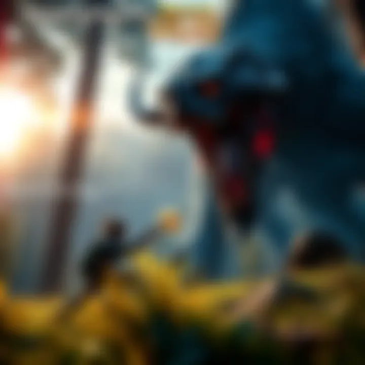 A hunter battling a large monster in a forest setting with vibrant graphics and dynamic action.