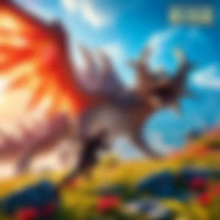 A scene from Monster Hunter Rise showcasing a hunter battling a monster in a vibrant environment