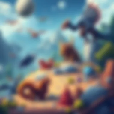 A colorful illustration of various fantasy monsters placed in different biomes like forests, deserts, and mountains, showing a variety of creatures and environments.