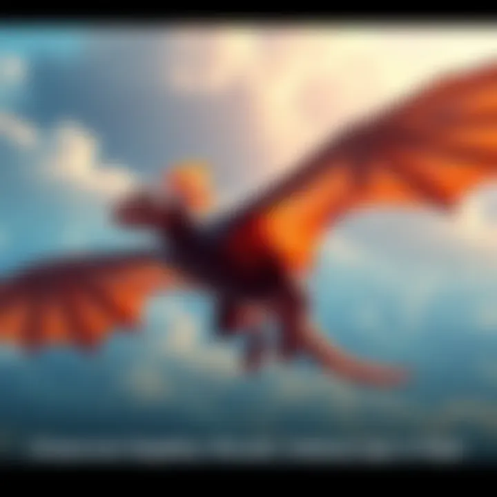 Monsters in Flight A depiction of monsters Arkveld and Gogmazios soaring through the sky, showcasing their unusual anatomy and impressive wingspan.