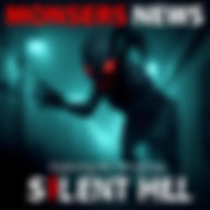 Monsters of Silent Hill A chilling depiction of a terrifying monster from Silent Hill lurking in a dark, foggy street, showcasing its eerie design and unsettling presence.