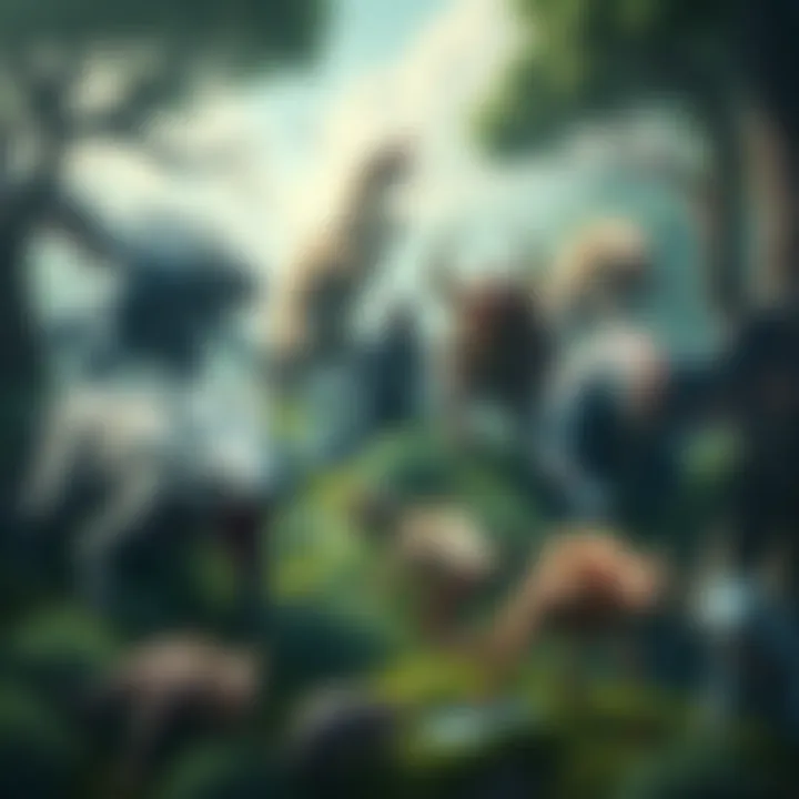 A collection of various monsters from Rise adapted to a lush Wilds setting, showcasing their unique designs and ecological traits.