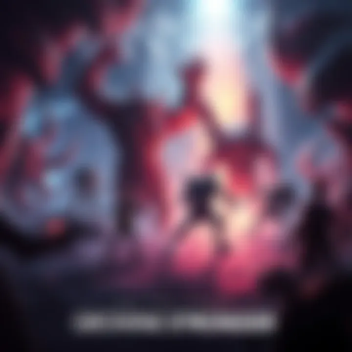 A scene depicting monsters in the Underbase dungeon becoming more powerful as they stay in one area, with players strategizing for battle.