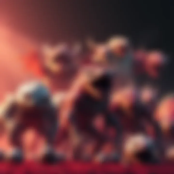 A collection of various monsters that engage in close combat, showcasing their unique characteristics without any ranged weapons.