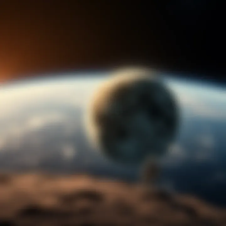 A view of the Moon with Earth in the background, symbolizing the connection between humanity and its satellite.