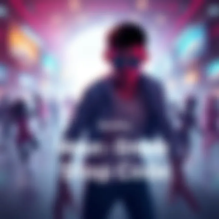 A person searching for a code to buy the moonwalk emote, surrounded by dancing figures and code snippets