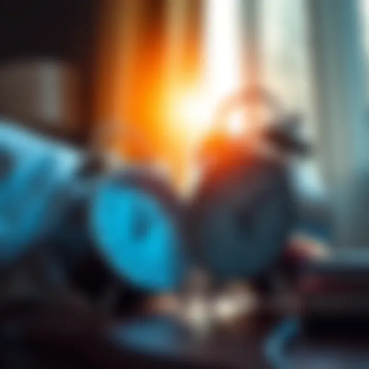 A close-up of a ringing alarm clock on a nightstand, sunlight streaming through a window, symbolizing the start of a new day and the impact of timing on life decisions.