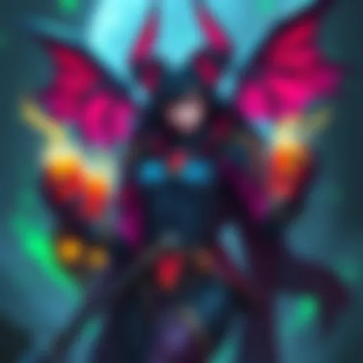 Morrigan character in a game, surrounded by a turret and glowing Baron brews