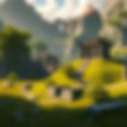 A digital art piece showing a fantasy landscape inspired by Morrowind with lush greenery and ancient ruins