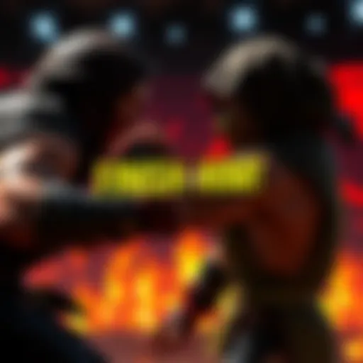 A dramatic scene showing a fighter in Mortal Kombat preparing to deliver a finishing move while the phrase 'Finish Him!' is displayed on screen.