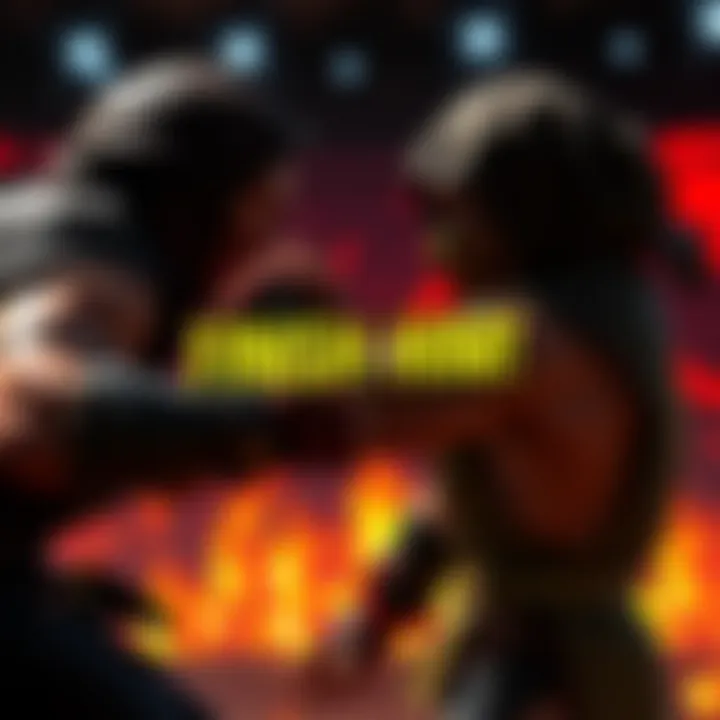 A dramatic scene showing a fighter in Mortal Kombat preparing to deliver a finishing move while the phrase 'Finish Him!' is displayed on screen.