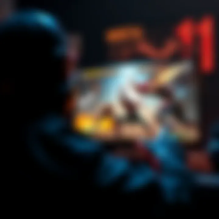 A gamer playing Mortal Kombat 11 on Steam, showing intense action on the screen with character fights.