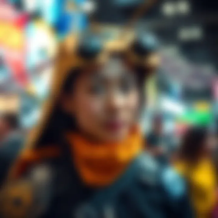 A person wearing a creative mosquito costume made from cardboard with custom patches at Comic Con.