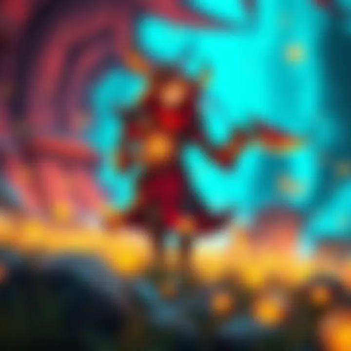 A character in Soulframe collecting Motes in a vibrant game environment