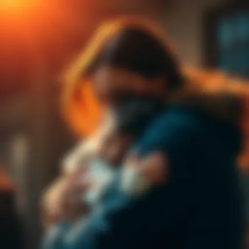 A mother hugging her child, showcasing love and affection between them.