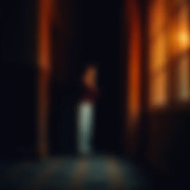 A distressed mother of two stands alone in a dimly lit room, looking out a window with a worried expression, symbolizing her loss of an adept as punishment.